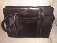 Franklin Covey Black Leather Work Laptop Bag Briefcase Shoulder Tote Organizer picture