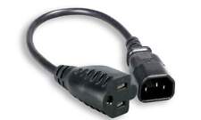 1-FT IEC320 C14 Male To 3-Prong NEMA 5-15 Outlet Female Power Cord Adapter picture
