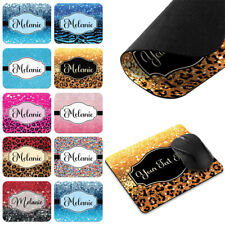Faux Glitter Shiny Bling Look Personalized Text Name Rectangle Mousepad Computer picture