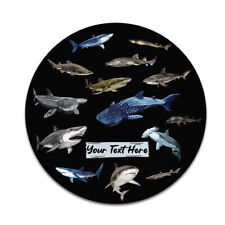 Personalized Name Customizable Text Sharks Circle Round MousePad Computer Laptop picture