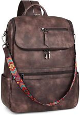 FADEON Laptop Backpack for Women Leather Travel with Coffee Brown  picture
