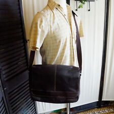 WILSONS LEATHER Messenger Crossbody Laptop Bag Brown Flap Organizer NWOT Office picture