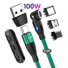 2m 100w 540 Rotating 9 Pin Super-Fast 6 in 1 Charging Data Cable for Android IOS picture