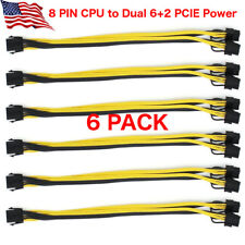 6 pack CPU 2 GPU EPS 12v 8 pin to Dual 6+2 pin PCI-E Power Cable Splitter 18 AWG picture