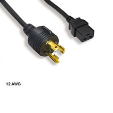 Kentek 8' ft 12 AWG Power Cord NEMA L6-30P to IEC-60320 C19 15A/300V SJT Black picture