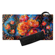 Vintage Flowers Gaming Mouse Pad, Fedoskino XL Mousepad, Russian Table Mat picture