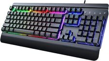 Quiet Rainbow LED Backlit Computer Keyboard Wrist Rest Multimedia Keys Anti-ghos picture