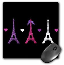 3dRose Girly Eiffel Tower - hot pink purple black Paris towers love hearts styli picture