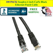 100 PACK 6 In Cat5e Black Network Ethernet Patch Cable Computer 1 Gbps 350MHz picture