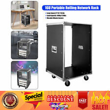 16U Portable Rolling Cart Shelf Network Rack Audio Video Telecom Office USA picture