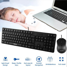 104 Keys USB Wired Quiet Computer Keyboard Mouse Kit For Computer Desktop PC US picture