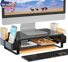 Monitor Stand with Storage Desk Organizer with Drawer and Side Storage Pockets picture