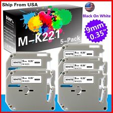 5 PK MK221 MK-221 Label Tape Used for P-touch PT-65SL PT-65VP(Black on White) picture