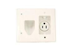 Monoprice Recessed Low Voltage Cable Wall Plate With Recessed Power - White picture