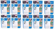 10 New Genuine Factory Sealed HP 45 Black Inkjet Cartridges Blue Bxs 2006-2010 picture