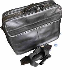 Dell Black Leather Shoulder Laptop Brief Case Bag picture