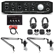 Mackie Podcast Podcasting Bundle w/ Interface+(2) Mics+(2) Headphones+Amp+Booms picture