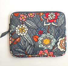 Vera Bradley Quilted Tablet iPad Sleeve Case Zip Gray Floral 10