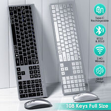 Full Size Wireless Keyboard and Mouse Combo Set Bluetooth 5.1 2.4G For PC Laptop picture