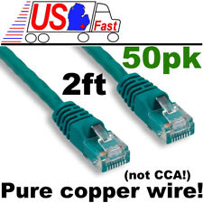 Lot50x/pcs/pack 2ft 100% PURE COPPER WIRE RJ45 Cat5e Ethernet Cable/Cord {GREEN picture