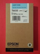 06-2023 NEW 220ml GENUINE EPSON T6035 LIGHT CYAN K3 INK PRO 7800 9800 7880 9880 picture