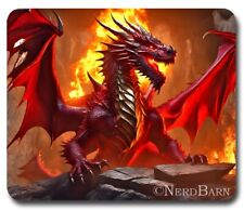 RED FIRE DRAGON - Mousepad / Mouse pad - Fantasy Art Magic Dungeons Dragons GIFT picture