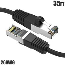 35Ft Cat5E RJ45 Network LAN Ethernet FTP Shielded Patch Cable 26AWG Gold Black picture