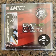 BRAND NEW SEALED  EMTEC 3-Pack DVD-R 30 Minute Single Sided Camcording Discs picture