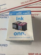NEW Onn. Remanufactured 2-Pack Ink Cartridge HP 64XL 64 XL Black & Tri-Color picture