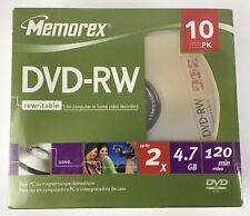 Memorex DVD+RW 4.7 GB 120min 10 Pack Blank Storage Media Rewritable Cds New picture