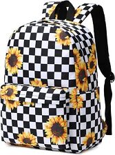 School Backpack for Girls Women, Teens Bags Checkered Sunflower  picture