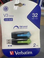 Verbatim 32gb Store 'n' Go V3 Usb 3.0 Flash Drive - 2pk - Blue, Green - 32 Gbusb picture