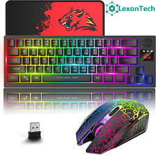T50 RGB Backlit Ergonomic Wireless Gaming Keyboard and Mouse Combo Mechanical picture