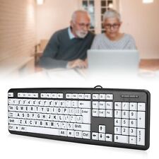 Black Low Vision Keyboard USB Wired Old People Keyboard with White Large Print picture