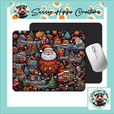 Mouse Pad Santa Claus Christmas Holidays Doodles Anti Slip Back Easy Clean picture