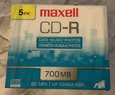 Maxell CD Recordable Media CD-R 48x 700 MB 5 Pack Slim Jewel Case 648205 picture