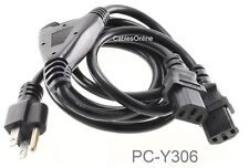 6ft AC US Standard NEMA 5-15P to 2x IEC-320 C-13 3-Prong Power Y-Splitter Cable picture