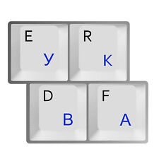 HQRP QWERTY Russian / Ukrainian Transparent Keyboard Stickers Blue Lettering picture