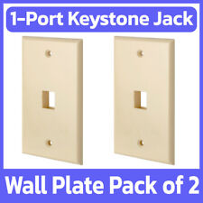 2 Pack 1 Keystone Jack Wall Plate 1-Gang Face Plate One Hole Wallplate Ivory picture