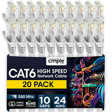 20 Pack Cat6 Ethernet Patch Cable 1.5ft-15ft - Gigabit LAN Cord for Speed White picture