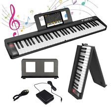 61 Key Folding Piano Keyboard, Full Size Semi Weighted Keyboard, Portable Elec picture