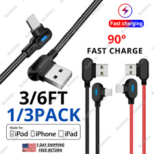 USB Cable 90° Right Angle Charger Cord Fast Charging For iPhone 14 13 12 11 7 XR picture