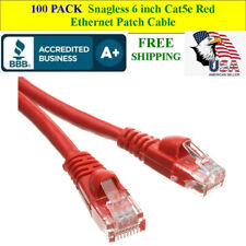 100 PACK 6 In Cat5e Red Network Ethernet Patch Cable Computer 1 Gbps 350MHz picture