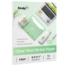 15-90 PK Koala Clear Sticker Paper for Inkjet & Laser - 100% Transparent 8.5x11 picture