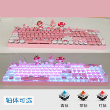My Melody Cinnamoroll Kuromi Mechanical Keyboard USB Wired 104 Keys Hot swap New picture
