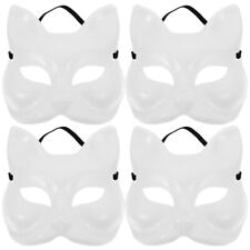  4 Pcs Costume Halloween White Masks Fox Blank DIY Painting Cosplay Hairy Man picture