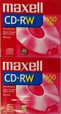 (2)- New Factory Sealed Maxell 650 MB CD-RW Compact Disc  picture