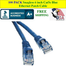 100 PACK 6 In Cat5e Blue Network Ethernet Patch Cable Computer 1 Gbps 350MHz picture