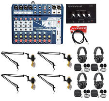 Soundcraft 4-Person Podcast Podcasting Recording Kit w/Mics+Headphones+Boom Arms picture