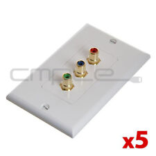 5PCS 3 RCA Wall Plate RGB Three RCA Connectors Component Video Faceplate White picture